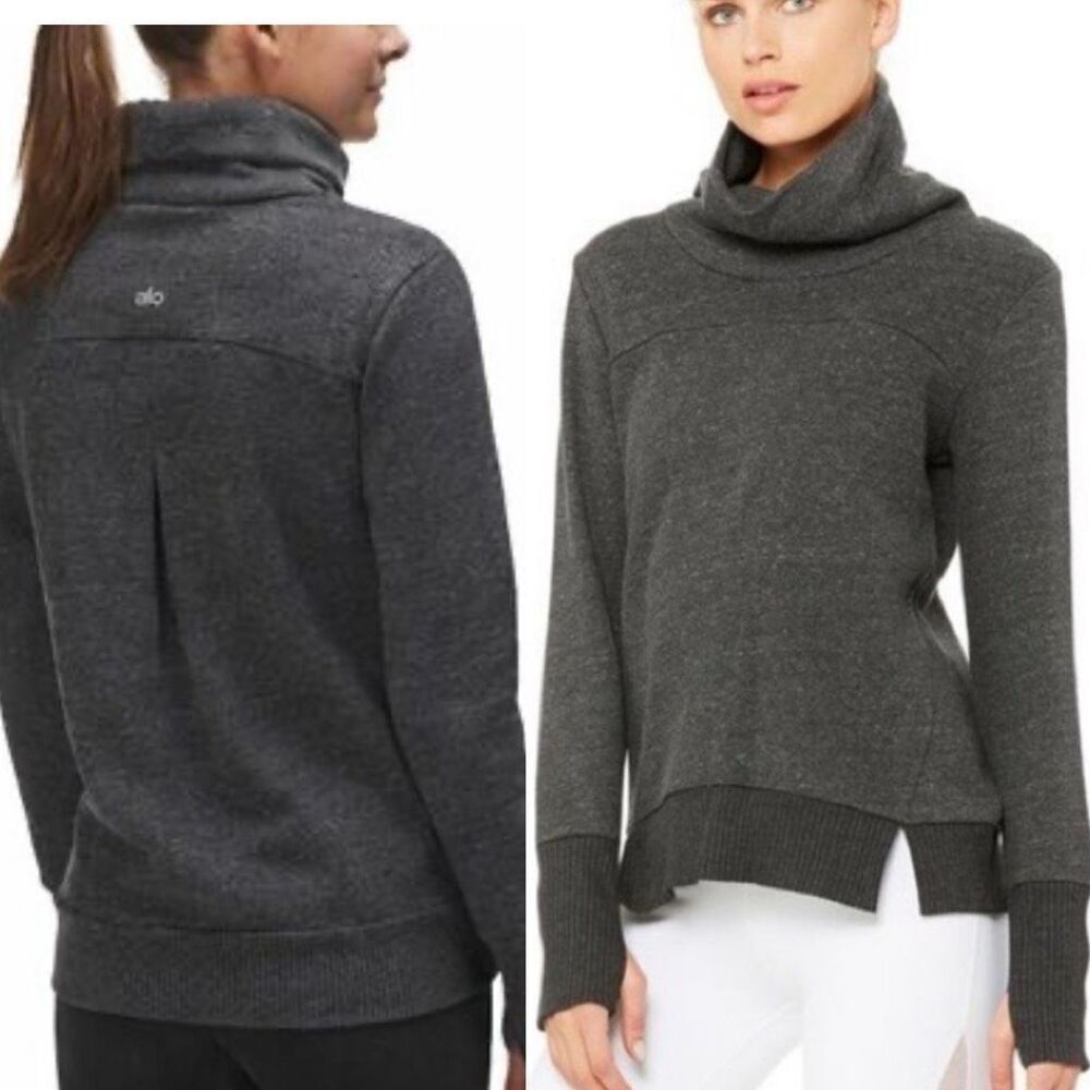 Alo Yoga Haze Funnel Neck Sweatshirt grey size small